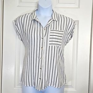 Coldwater Creek, 100% cotton, button down, sleeveless, striped, top. Size S.